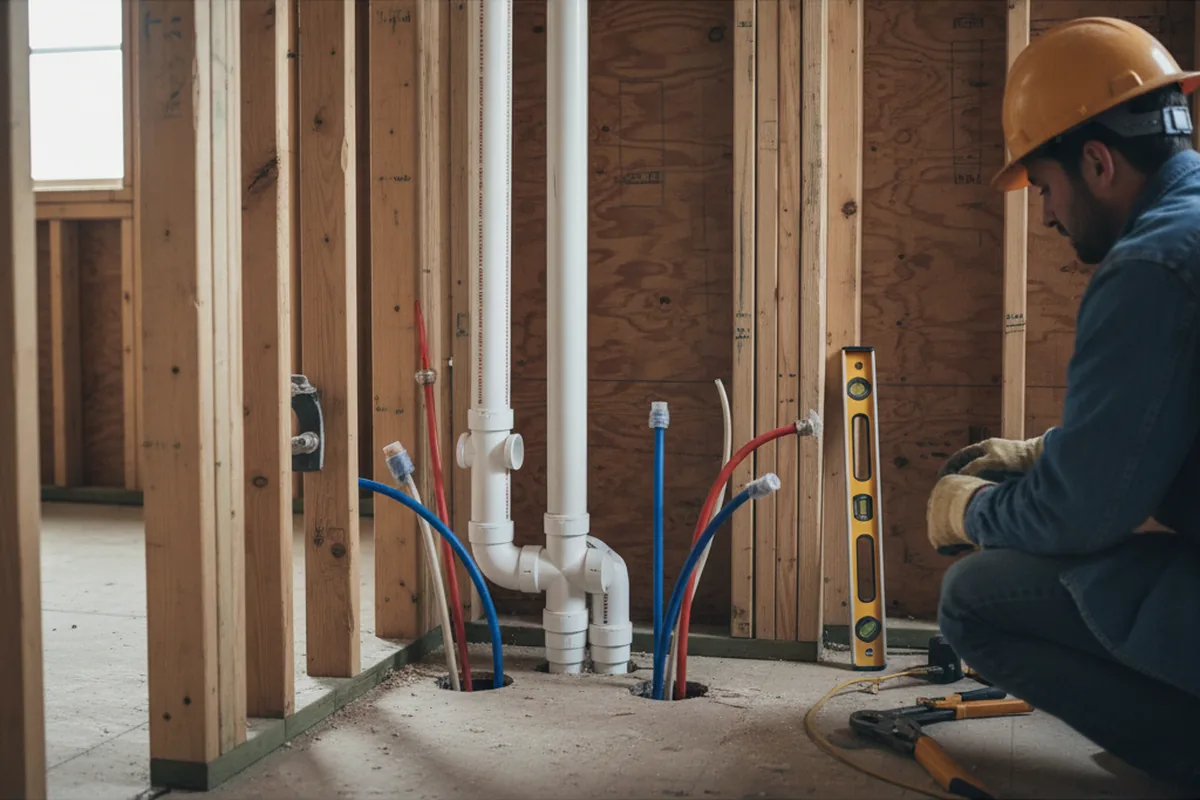 Drain and supply rough-in during Toilet Repair and Installation in Elwood